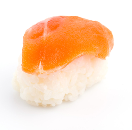 Sushi salmon on white backgroundの写真素材