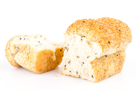 French sesame bread on isolated white backgroundの写真素材
