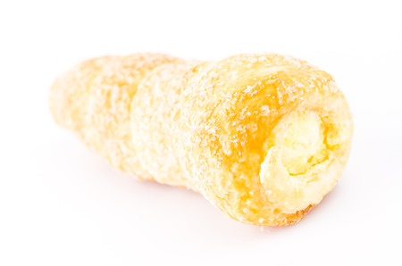 Cream bread on white backgroundの写真素材