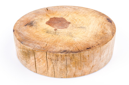 chopping block on isolated white backgroundの写真素材