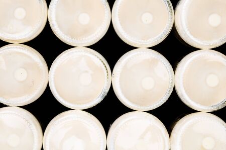 Top of view bottle glass using as backgroundの写真素材