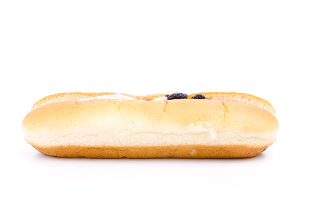 Raisin bread on white background