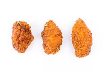 Fried chicken on white backgroundの写真素材