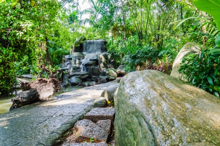 Waterfall in the garden parkの写真素材