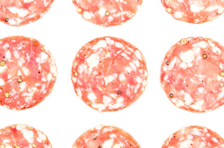 Italian salami on isolated white background