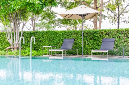 Bed on the poolのeditorial素材