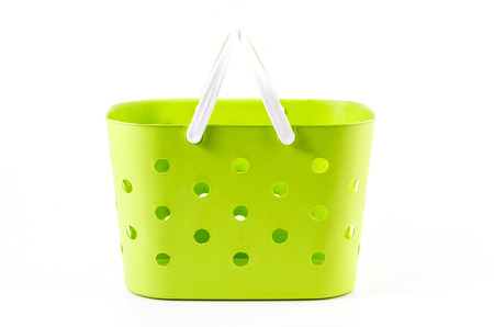 Plastic basket on isolated whiteの写真素材