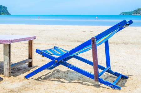 Bed on the beach in Thailandの写真素材