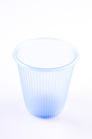 Plastic cup on isolated white backgroundの写真素材
