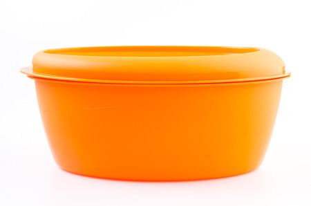 Food plastic container on isolated white backgroundの写真素材