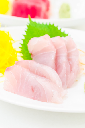 Raw fresh White perch sasimi , sushiの写真素材