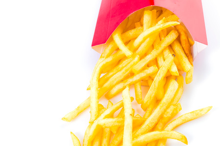 French fries chips on isolated white background