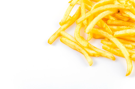 French fries chips on isolated white の写真素材