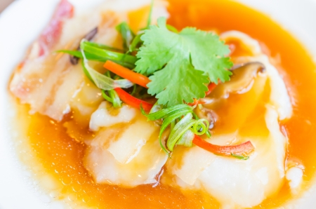 Steamed fish with soy sauceの写真素材