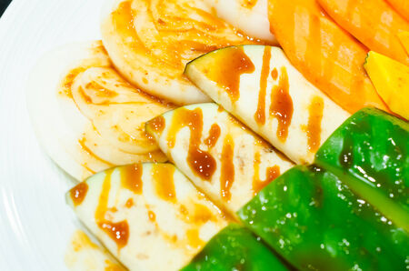 Vegetables in white dishの写真素材