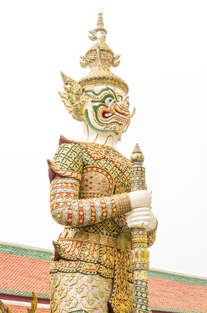 Giant statue in emerald temple bangkok, thailandの写真素材