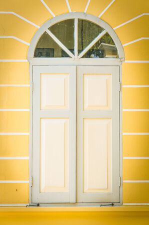 Old classic door and windowの写真素材