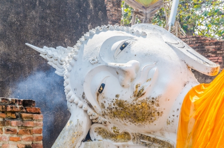 Wat Yai Chaimongkol temple in ayutthaya Thailandの写真素材