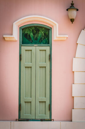 Old classic door and windowの写真素材