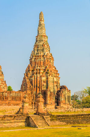 Wat Chai Watthanaram temple in ayutthaya Thailandの写真素材