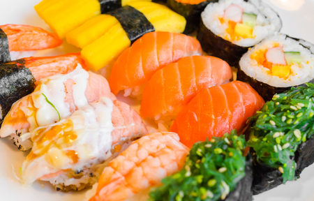 Sushi japanese food in plateの写真素材