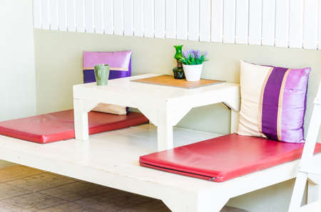 Beach bed and pillowの写真素材