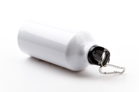 Stainless bottle water isolated white backgroundの写真素材