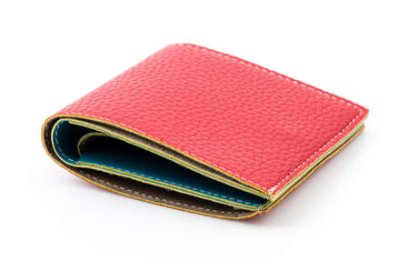 red leather wallet isolated white background