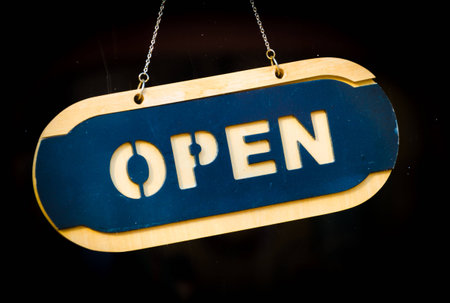 Open sign process old vintage style pictureの写真素材