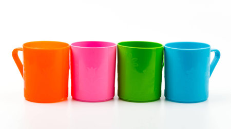 Plastic cup isolated white background