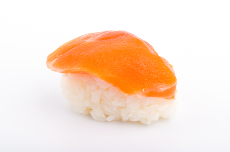 Sushi salmon on white backgroundの写真素材