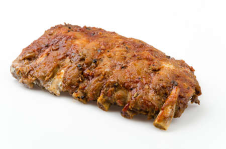 Ribs bbq pork isolated white backgroundの写真素材