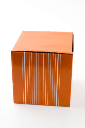 Orange box isolated white backgroundの写真素材