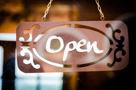 Open sign (Process old picture style)の写真素材