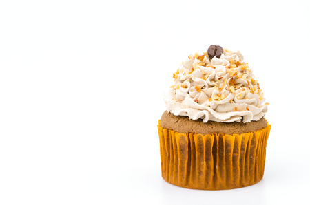 Coffee cupcake isolated white backgroundの写真素材