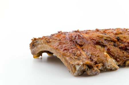 Ribs bbq pork isolated white backgroundの写真素材