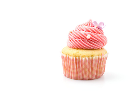 Vanilla cupcakes isolated white backgroundの写真素材