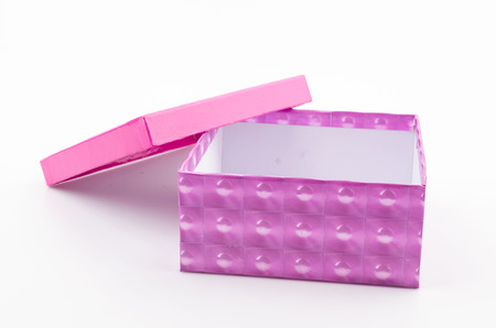 pink gift box isolated white backgroundの写真素材
