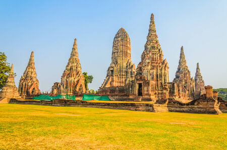 Wat Chai Watthanaram temple in ayutthaya Thailandの写真素材