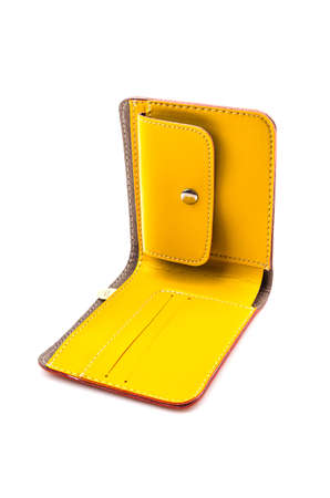 Leather wallet isolated white background