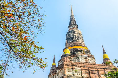 Wat Yai Chaimongkol temple in ayutthaya Thailandの写真素材
