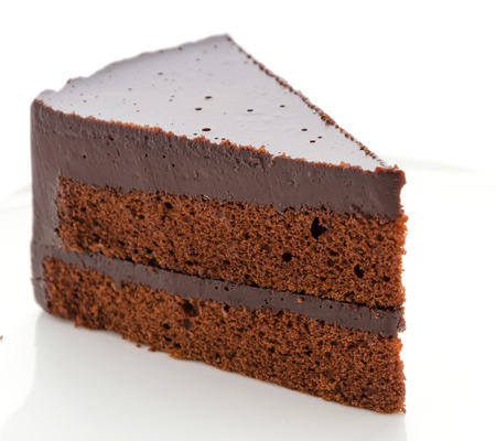 Cake chocolate isolated on white backgroundの写真素材