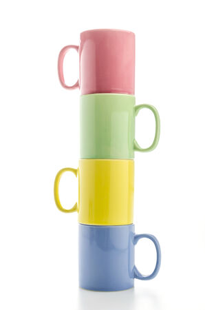 Color mug isolated on whiteの写真素材