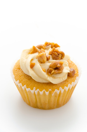 Nuts cupcake isolated on white backgroundの写真素材