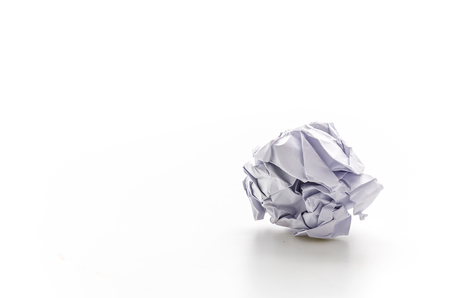 Crumble paper isolated on white backgroundの写真素材