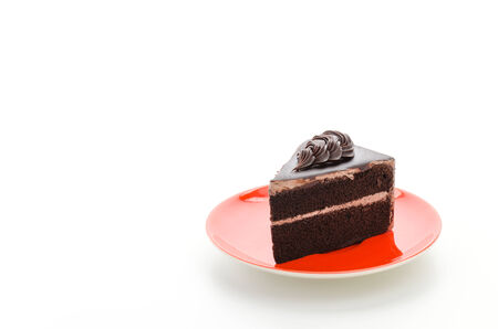 Chocolate cake isolated on white backgroundの写真素材