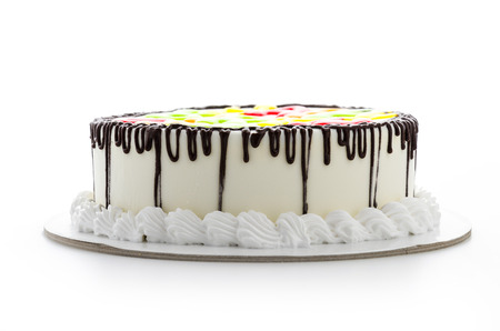 Happy birthday cake isolated on white