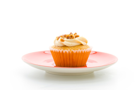 Nuts cupcake isolated on white backgroundの写真素材