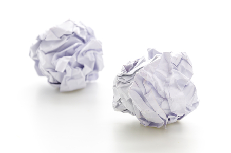 Crumble paper isolated on white backgroundの写真素材