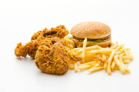 Junk food isolated on whiteの写真素材